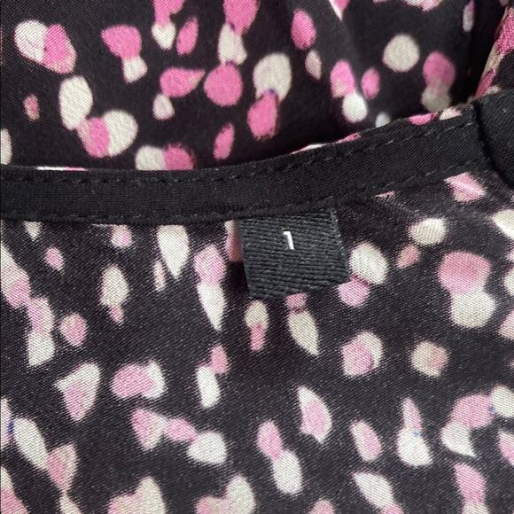 The Kooples Black Pink White Polka Dot Wrap Dress Puff Sleeves Belt Silver - 1 - Picture 11 of 11